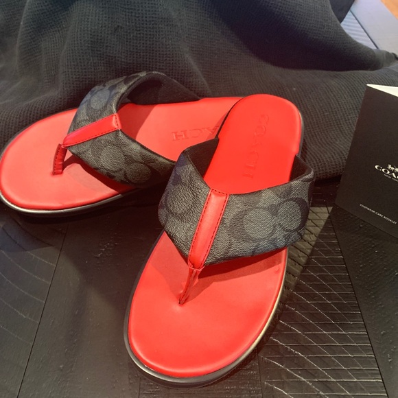 coach signature flip flops